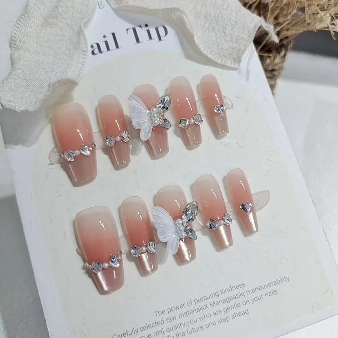 Nalepovací nehty Andělská křídla Cat Eye, motiv motýla, 30 ks