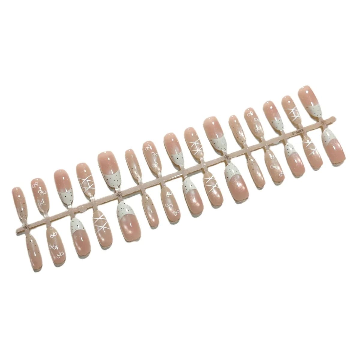 Nalepovací nehty Cat Eye, mléčně bílé, střední ovál, měkký gel