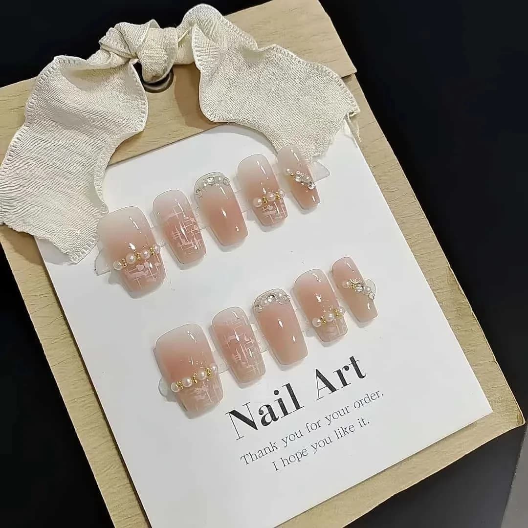 Nalepovací nehty, krátký čtverec, sladký styl, sada 30 kusů