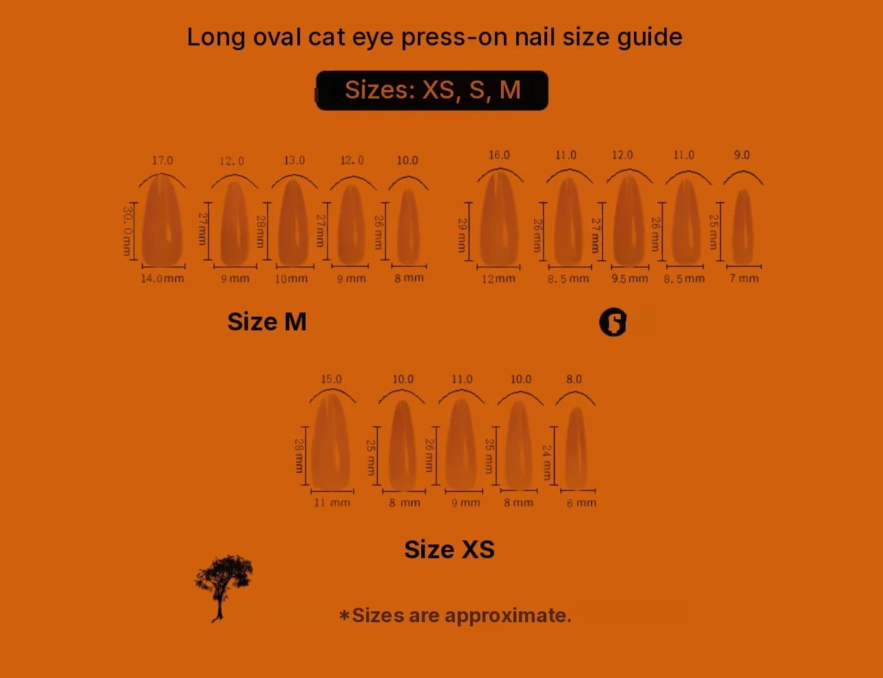 Dlouhé oválné nalepovací nehty Cat Eye s zrcadlovým chromovým efektem